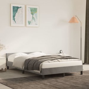 vidaXL vidaXL Rama łóżka z zagłówkiem, jasnoszara, 120x200 cm, aksamitna 1