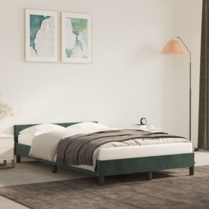 vidaXL vidaXL Rama łóżka z zagłówkiem, ciemnozielona, 120x200 cm, aksamitna 1