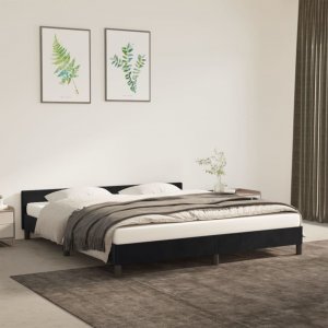 vidaXL vidaXL Rama łóżka z zagłówkiem, czarna, 160x200 cm, aksamitna 1