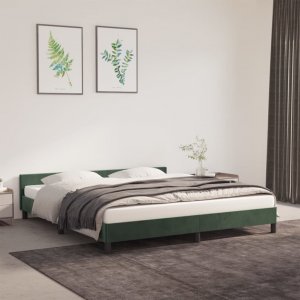 vidaXL vidaXL Rama łóżka z zagłówkiem, ciemnozielona, 160x200 cm, aksamitna 1