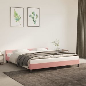 vidaXL vidaXL Rama łóżka z zagłówkiem, różowa, 160x200 cm, aksamitna 1