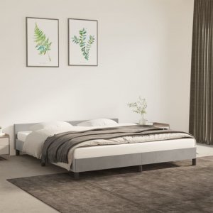 vidaXL vidaXL Rama łóżka z zagłówkiem, jasnoszara, 180x200 cm, aksamitna 1