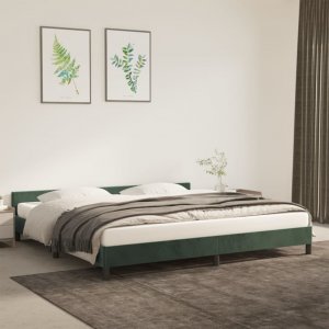vidaXL vidaXL Rama łóżka z zagłówkiem, ciemnozielona, 200x200 cm, aksamitna 1