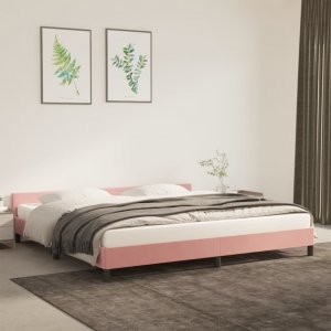 vidaXL vidaXL Rama łóżka z zagłówkiem, różowa, 200x200 cm, aksamitna 1