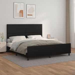 vidaXL vidaXL Rama łóżka z zagłówkiem, czarna, 160x200 cm, sztuczną skórą 1