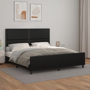 vidaXL vidaXL Rama łóżka z zagłówkiem, czarna, 160x200 cm, sztuczną skórą 1