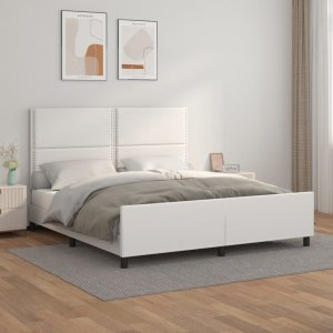 vidaXL vidaXL Rama łóżka z zagłówkiem, biała, 160x200cm, obite sztuczną skórą 1