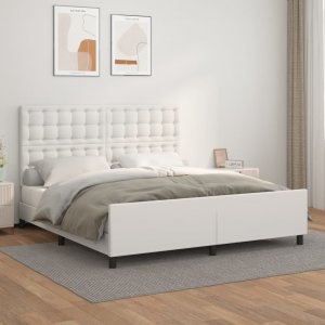 vidaXL vidaXL Rama łóżka z zagłówkiem, biała, 160x200cm, obite sztuczną skórą 1