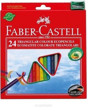 Faber-Castell Kredki trĂłjkÄ…tne 24 kolory Eco z temperĂłwkÄ… 1