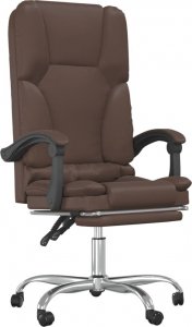Krzesło biurowe vidaXL vidaXL Rozkładane, masujące krzesło biurowe, brązowe, sztuczna skóra 2