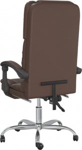 Krzesło biurowe vidaXL vidaXL Rozkładane, masujące krzesło biurowe, brązowe, sztuczna skóra 5
