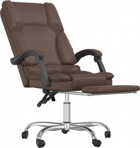 Krzesło biurowe vidaXL vidaXL Rozkładane, masujące krzesło biurowe, brązowe, sztuczna skóra 6