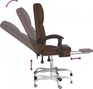 Krzesło biurowe vidaXL vidaXL Rozkładane, masujące krzesło biurowe, brązowe, sztuczna skóra 7