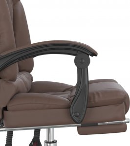 Krzesło biurowe vidaXL vidaXL Rozkładane, masujące krzesło biurowe, brązowe, sztuczna skóra 9