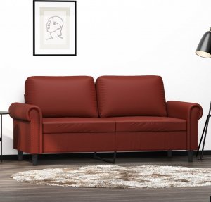 vidaXL vidaXL 2-osobowa sofa, winna czerwień, 140 cm, sztuczna skóra 1