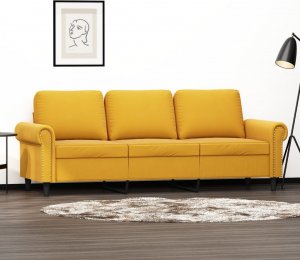 vidaXL vidaXL Sofa 3-osobowa, żółty, 180 cm, tapicerowana aksamitem 1