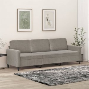 vidaXL vidaXL Sofa 3-osobowa, jasnoszary, 210 cm, obita aksamitem 1