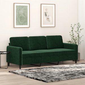 vidaXL vidaXL Sofa 3-osobowa, ciemnozielony, 180 cm, obita aksamitem 1