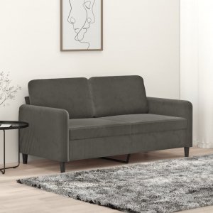 vidaXL vidaXL Sofa 2-osobowa, ciemnoszary, 140 cm, tapicerowana aksamitem 1