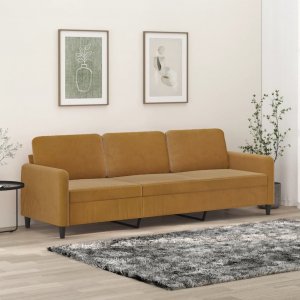 vidaXL vidaXL Sofa 3-osobowa, brązowa, 210 cm, tapicerowana aksamitem 1