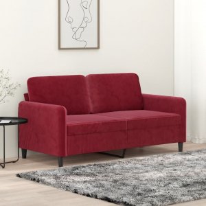 vidaXL vidaXL Sofa 2-osobowa, winna czerwień, 140 cm, tapicerowana aksamitem 1