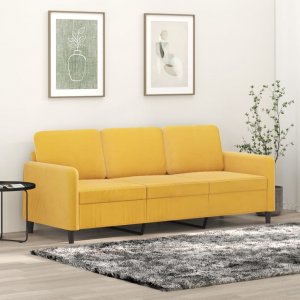 vidaXL vidaXL Sofa 3-osobowa, żółty, 180 cm, tapicerowana aksamitem 1