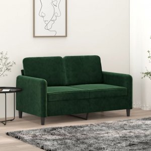 vidaXL vidaXL Sofa 2-osobowa, ciemnozielona, 120 cm, tapicerowana aksamitem 1