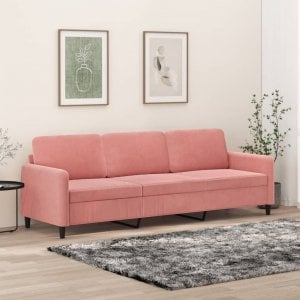 vidaXL vidaXL Sofa 3-osobowa, różowa, 210 cm, obita aksamitem 1