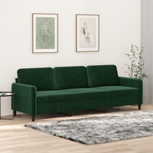 vidaXL vidaXL Sofa 3-osobowa, ciemnozielony, 210 cm, obita aksamitem 1