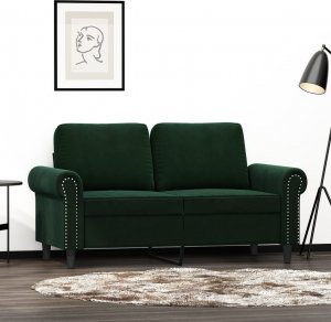 vidaXL vidaXL Sofa 2-osobowa, ciemnozielona, 120 cm, tapicerowana aksamitem 1