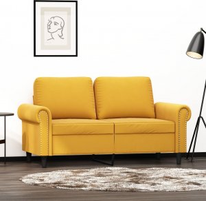 vidaXL vidaXL Sofa 2-osobowa, żółta, 120 cm, tapicerowana aksamitem 1