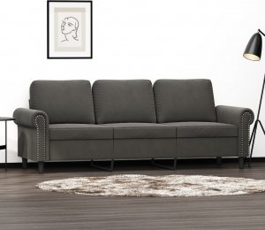 vidaXL vidaXL Sofa 3-osobowa, ciemnoszara, 180 cm, obita aksamitem 1