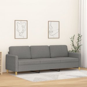 vidaXL vidaXL Sofa 3-osobowa, ciemnoszara, 210 cm, tapicerowana tkaniną 1