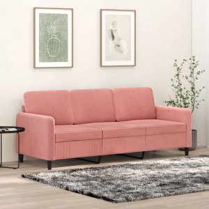 vidaXL vidaXL Sofa 3-osobowa, różowa, 180 cm, obita aksamitem 1