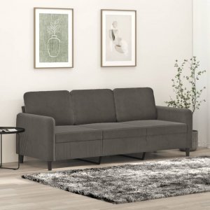 vidaXL vidaXL Sofa 3-osobowa, ciemnoszara, 180 cm, obita aksamitem 1