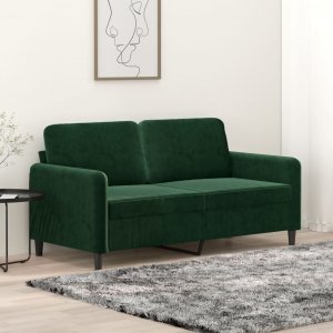 vidaXL vidaXL Sofa 2-osobowa, ciemnozielona, 140 cm, tapicerowana aksamitem 1