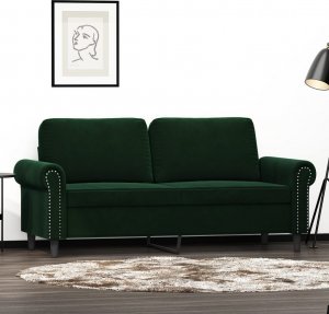 vidaXL vidaXL Sofa 2-osobowa, ciemnozielona, 140 cm, tapicerowana aksamitem 1