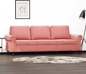 vidaXL vidaXL Sofa 3-osobowa, różowa, 180 cm, obita aksamitem 1