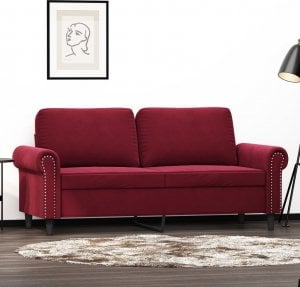 vidaXL vidaXL Sofa 2-osobowa, winna czerwień, 140 cm, tapicerowana aksamitem 1