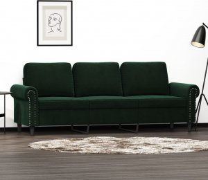 vidaXL vidaXL Sofa 3-osobowa, ciemnozielony, 180 cm, obita aksamitem 1