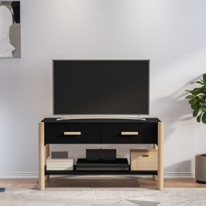 vidaXL vidaXL Szafka pod TV, czarna, 82x38x45 cm, materiał drewnopochodny 1