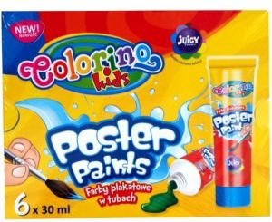 Patio Farby plakatowe w tubach 30 ml 6 kolorĂłw Colorino Kids. 1