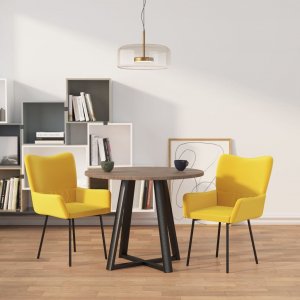 vidaXL vidaXL Krzesła stołowe, 2 szt., żółte, obite aksamitem 1
