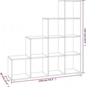 vidaXL vidaXL Regał schodkowy, czarny, 142 cm, materiał drewnopochodny 7