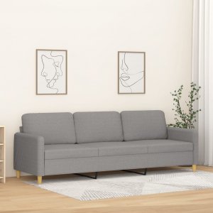 vidaXL vidaXL Sofa 3-osobowa, jasnoszara, 210 cm, tapicerowana tkaniną 1