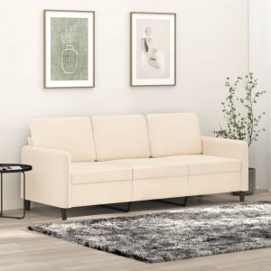 vidaXL vidaXL Sofa 3-osobowa, kremowy, 180 cm, tapicerowana aksamitem 1