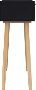 vidaXL Stolik konsolowy, czarny, 80x30x75 cm, lita sosna i rattan 5