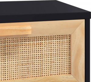 vidaXL Stolik konsolowy, czarny, 80x30x75 cm, lita sosna i rattan 6