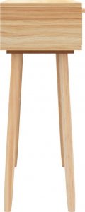 vidaXL Stolik konsolowy, brązowy, 80x30x75 cm, lita sosna i rattan 5