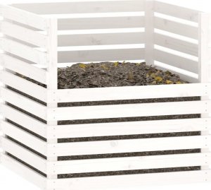 vidaXL Kompostownik, biały, 80x80x78 cm, lite drewno sosnowe 4